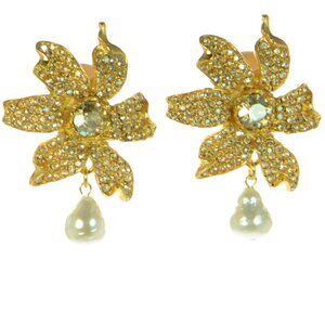 Adam Lippes Flower and Pearly Drop Earrings